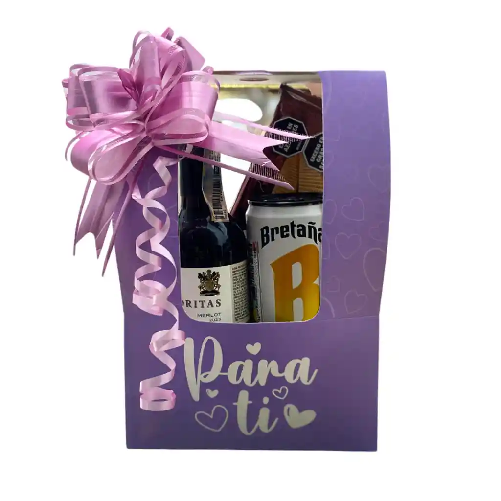 Kit Día De Regalo Para Ti Mujer - Vino Piccolo + Hard Seltzer + Galletas