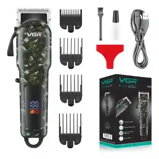 Máquina Cortadora De Cabello, Barba, Corporal, Piernas, Axilas Recargable Vgr 665 Original Camuflada, Cuchillas En Acero Inoxidable