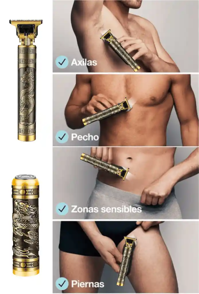 Máquina Cortadora De Cabello, Barba, Corporal, Barba, Bigote, Axilas, Piernas, Recargable - Patillera Buda Pro