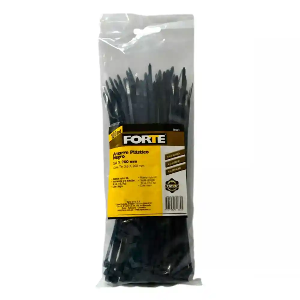 Amarre Plastico Negro 10cm