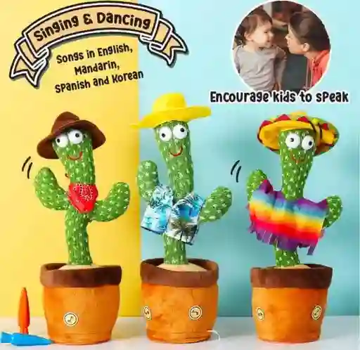 Cactus Bailarín Recargable, Canta E Imita La Voz