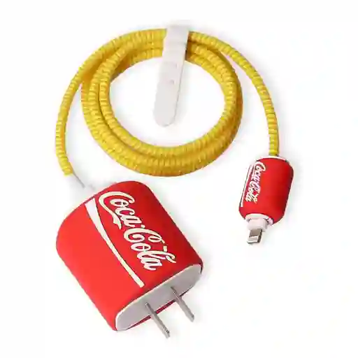 Kit Completo Protector De Cable + Protector De Cargador Iphone 18w/20w. Modelo: Coca Cola