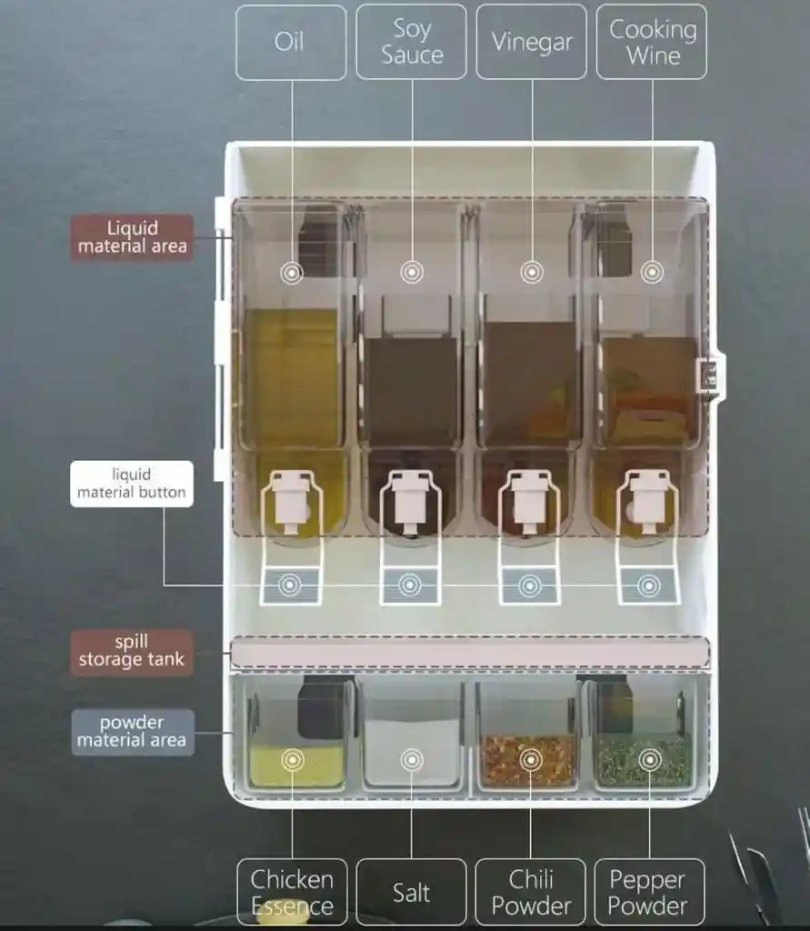 Dispensador Granos Aceites Organizador Especies Pared Cocina