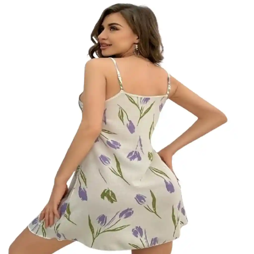 Vestido Estampado Con Tulipanes Talla S