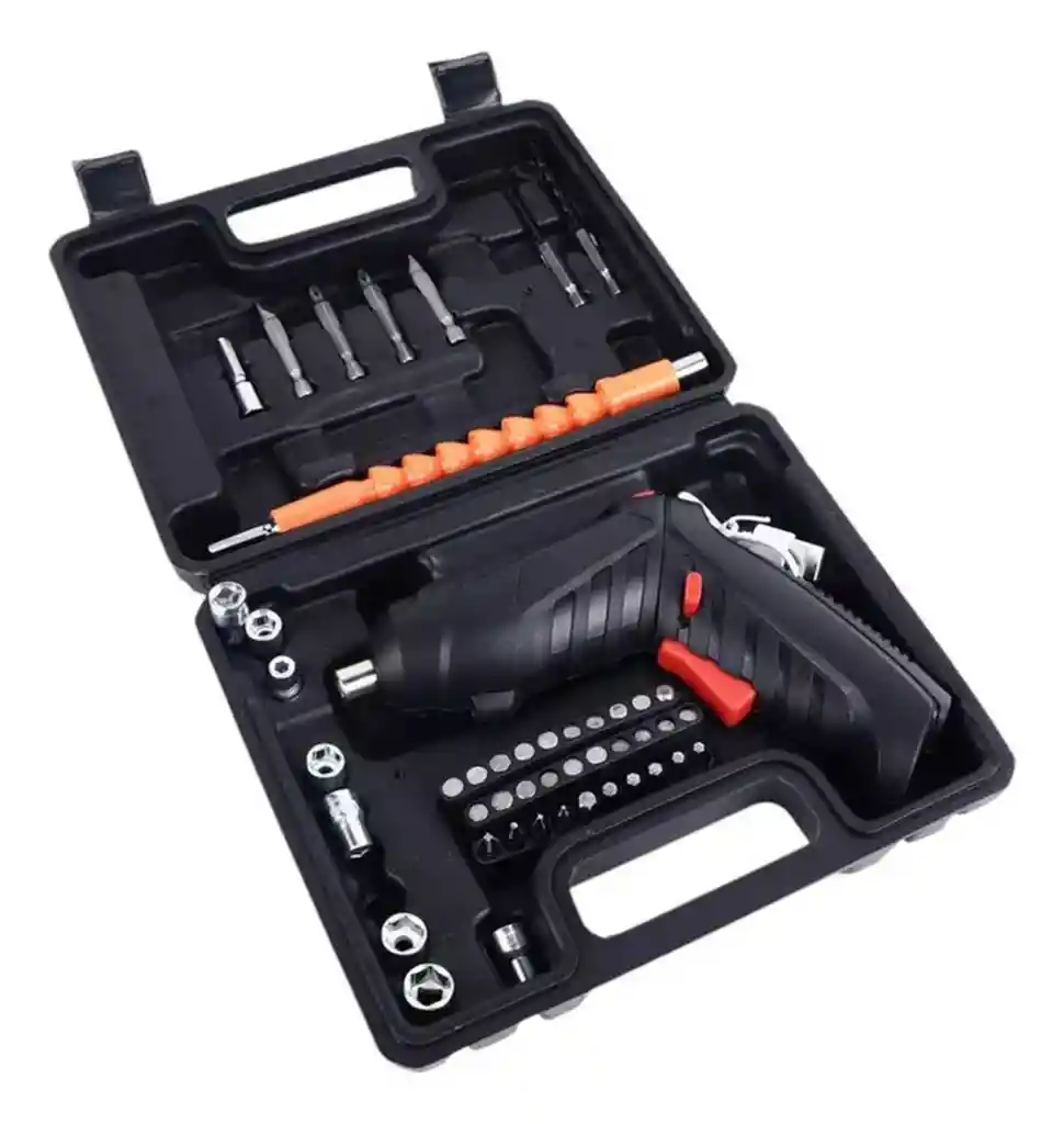Destornillador Electrico Recargable + Estuche Accesorios