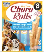 Inaba Dog Snack Churu - Rolls Chicken With Cheese 8 Sticks