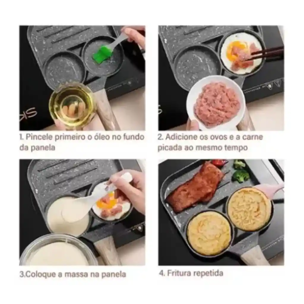 Sarten 3 Compartimientos Divisiones Huevos Pancakes Desayuno