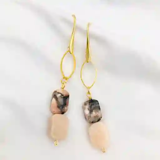 Aretes Dorados Con Piedra Rodocrosita