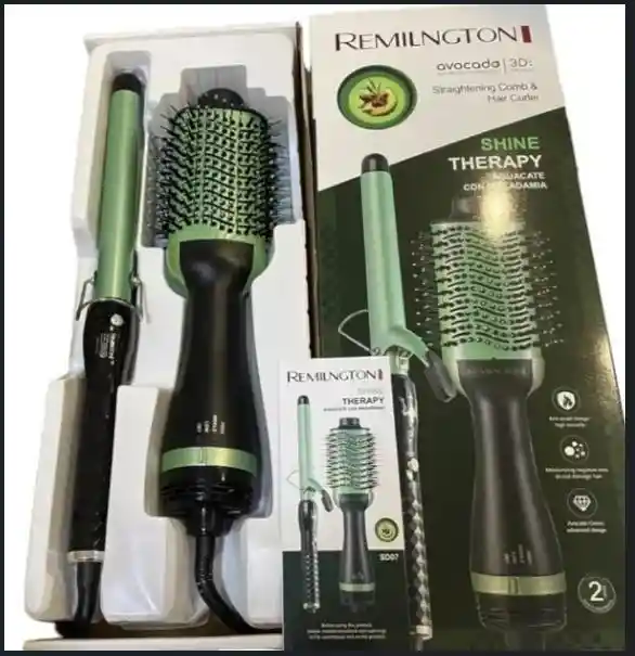 Combo Cepillo Secador + Pinza Rizadora Aguacate
