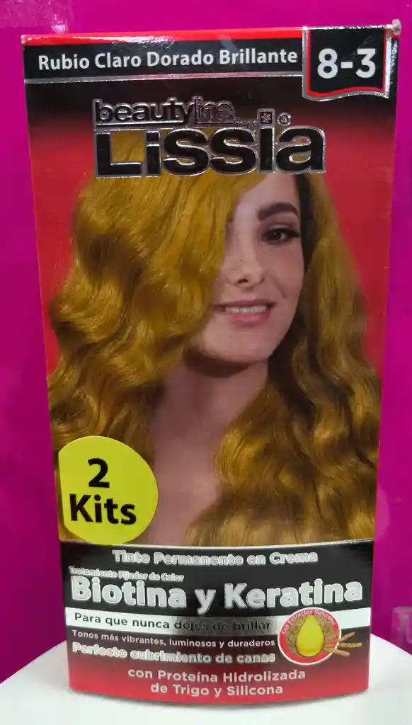Tinte Lissia 2 Kits Rubio Claro Dorado Brillante 8-3