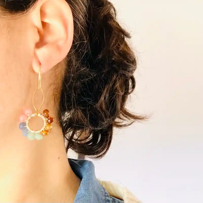 Aretes "clavel Multicolor" Piedras