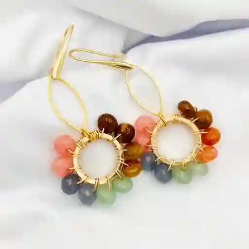Aretes "clavel Multicolor" Piedras