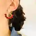 Aretes Dorados "tulipán Rojo"
