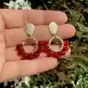 Aretes Dorados "tulipán Rojo"