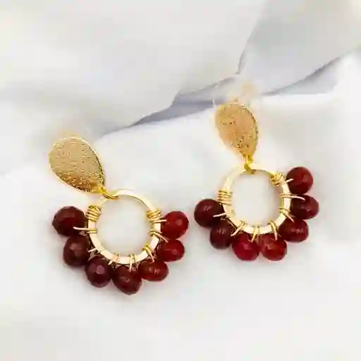 Aretes Dorados "tulipán Rojo"