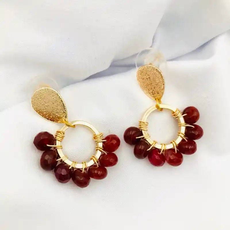 Aretes Dorados "tulipán Rojo"