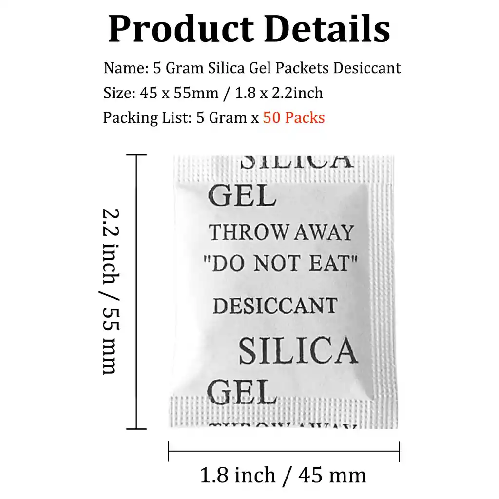 Silica Gel 2 Gramos X 50 Mini Bolsas Silicagel Anti Humedad Absorbentes