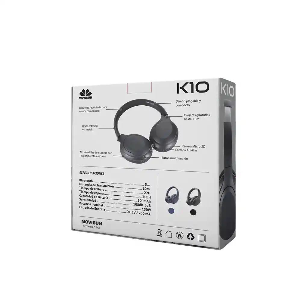 Diadema Bluetooth 5.1 K10 Movisun