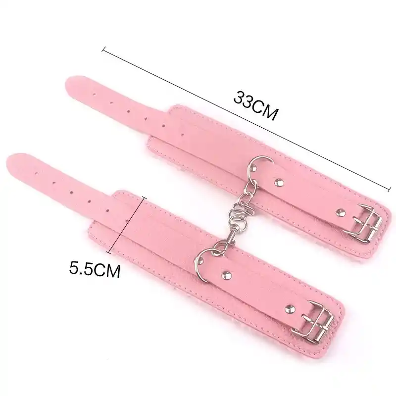 Esposas De Cuero Y Peluche Rosado