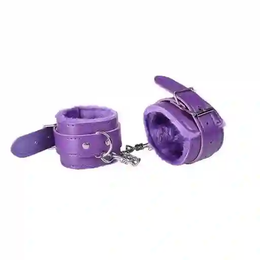 Esposas De Cuero Y Peluche Morado