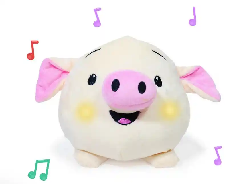 Alcancía De Peluche Cerdo Con Luz Y Sonido Tierna, Adorable Esponjosa