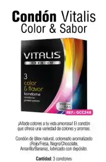 Condones Con Sabor Y Color X3 Vitalis
