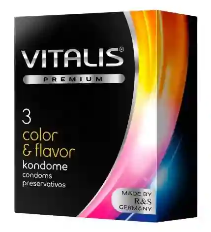 Condones Con Sabor Y Color X3 Vitalis - Sen Intimo