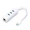Adaptador De Red Usb 3.0 A Gigabit Ethernet Con Concentrador Usb 3.0 De 3 Puertos
