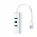 Adaptador De Red Usb 3.0 A Gigabit Ethernet Con Concentrador Usb 3.0 De 3 Puertos
