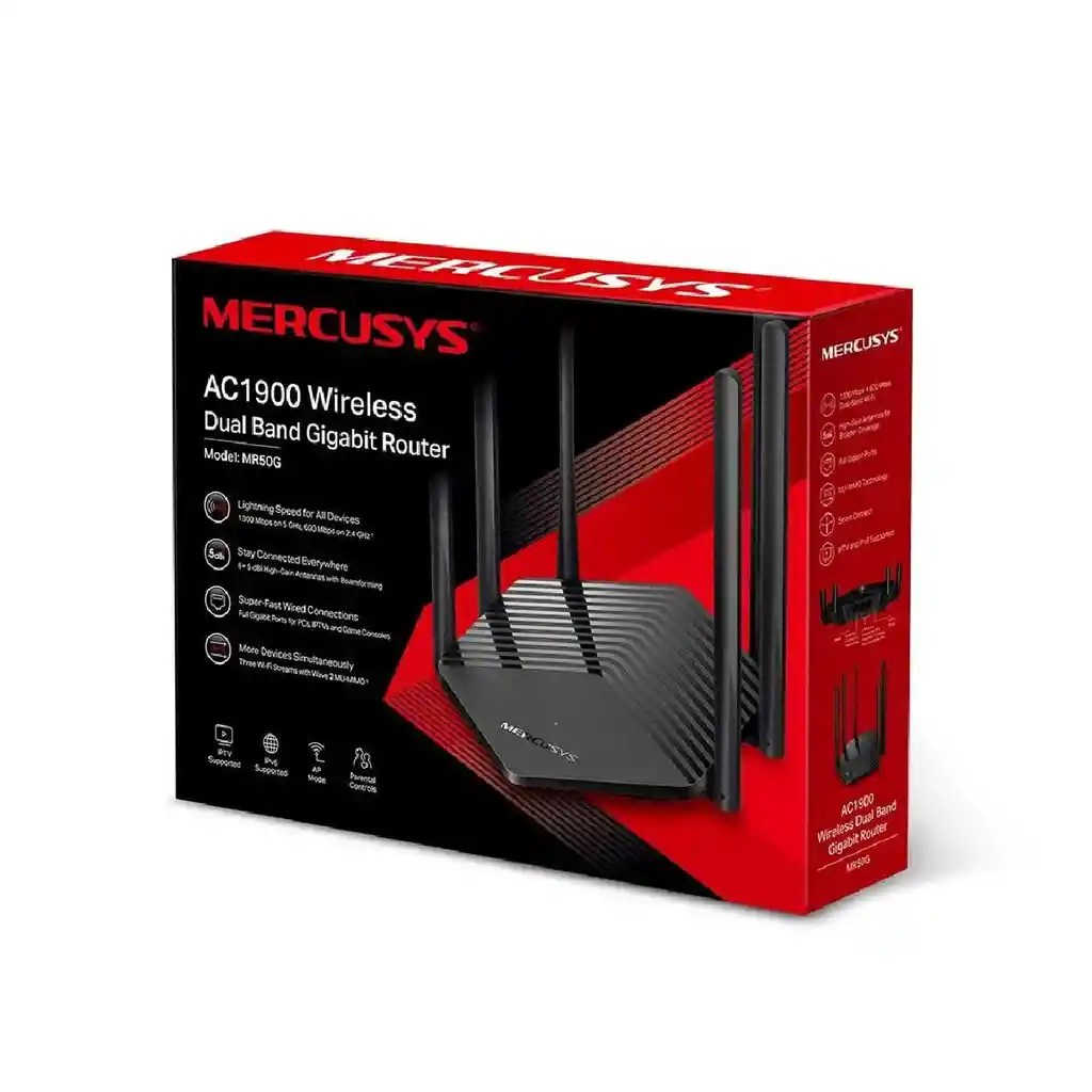 Router Mercusys Ac1900 Wireless Dual Band Gigabit 6 Antenas Externas