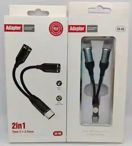 Adaptador Tipo C A 2 Plug Audifonos Sx-08