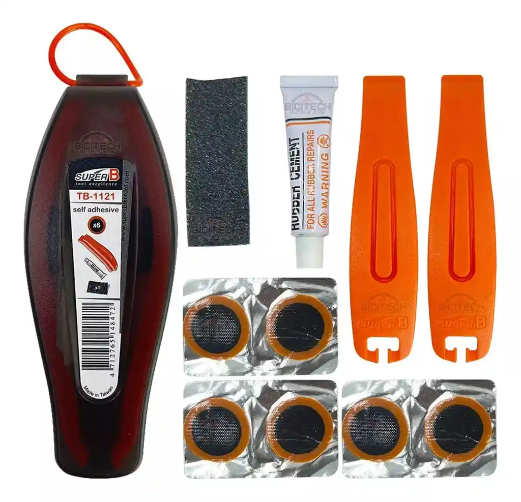 Kit Parche Bicicleta + Palanca Super B Con Pegamento 9pzs