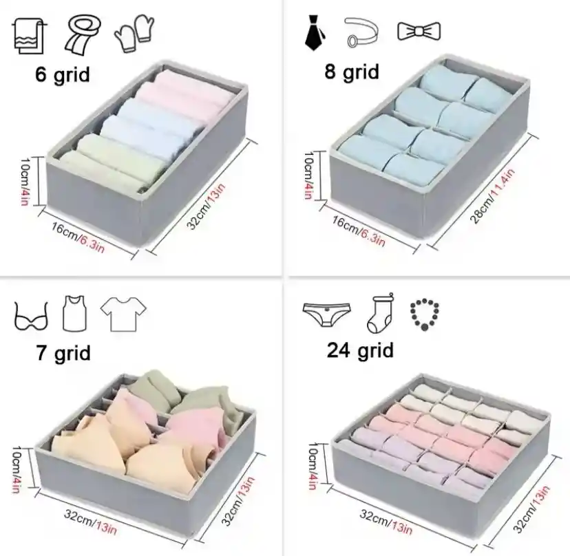 Organizador De Ropa Interior Y Medias Divisor Cajones Set X4