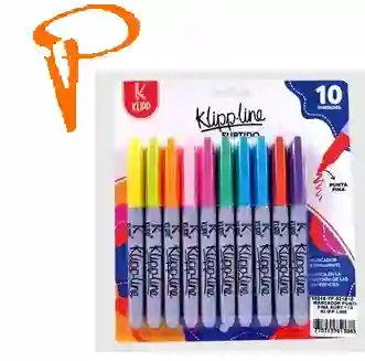 Marcador Tipo Sharpie Punta Fina Marca Klipp Line X 10 Und Color Surtido