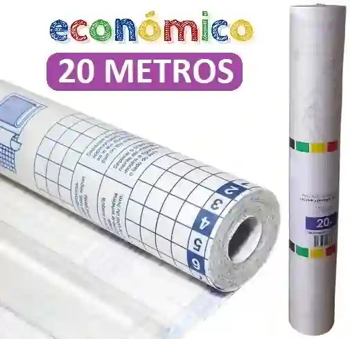 Papel Contact Transparente 20 Metros Económico Adhesivo