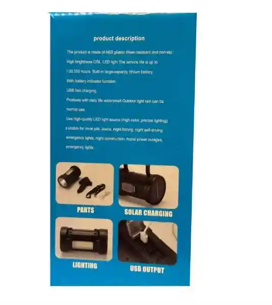 Linterna Solar Recargable Usb Powerbank Con Trípode