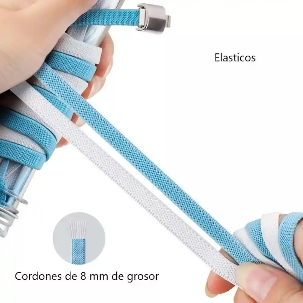 Cordones Elásticos No Mas Nudos Planos 8mm Tenis Zapatos