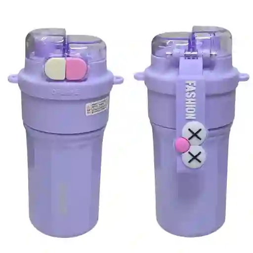 Termo Botella Fashion Termico Con Pitillo Recubierta Acero 520ml Morado