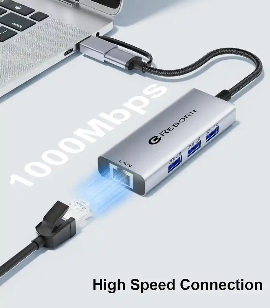 Adaptador Red Usb 3.0 A Rj45 Ethernet Hub Gigabit Original