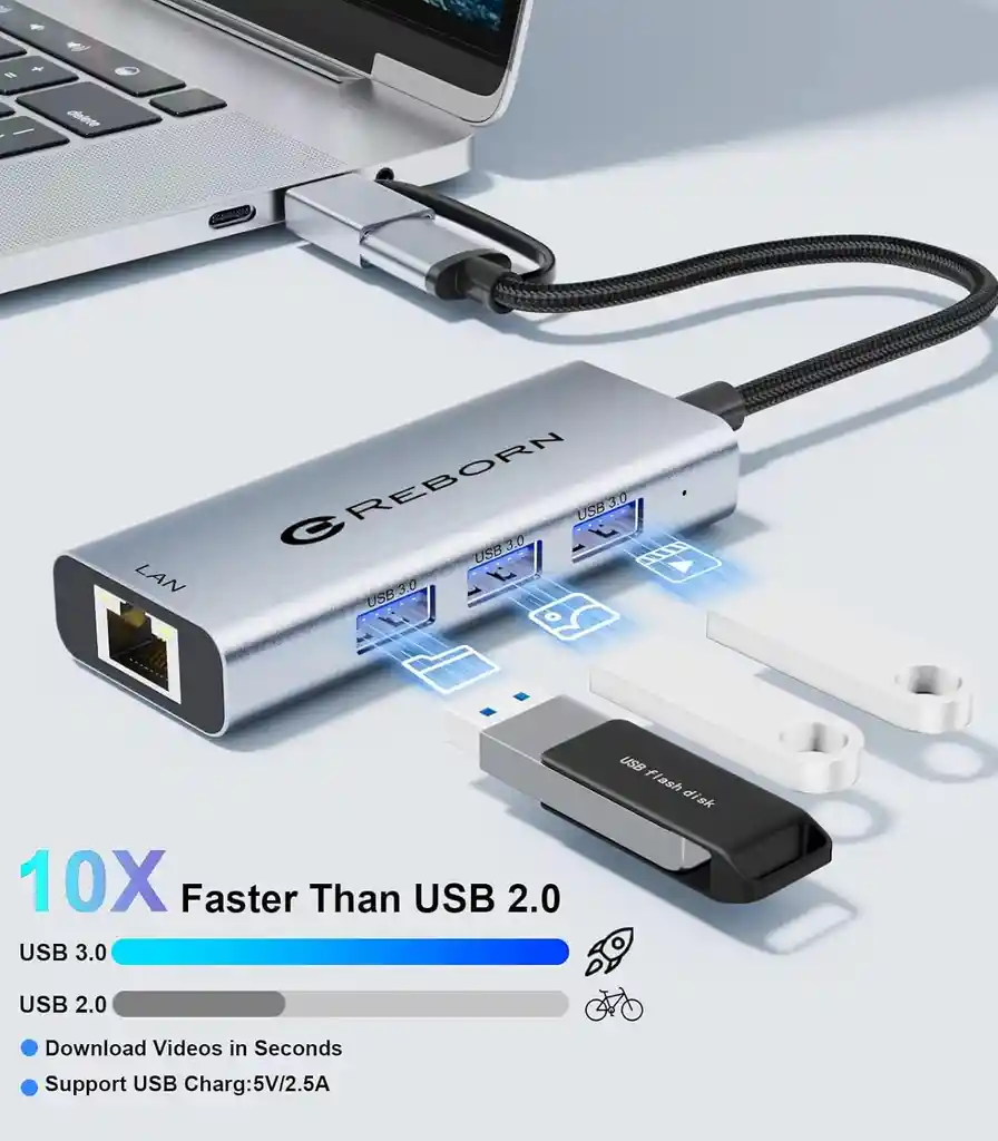 Adaptador Red Usb 3.0 A Rj45 Ethernet Hub Gigabit Original