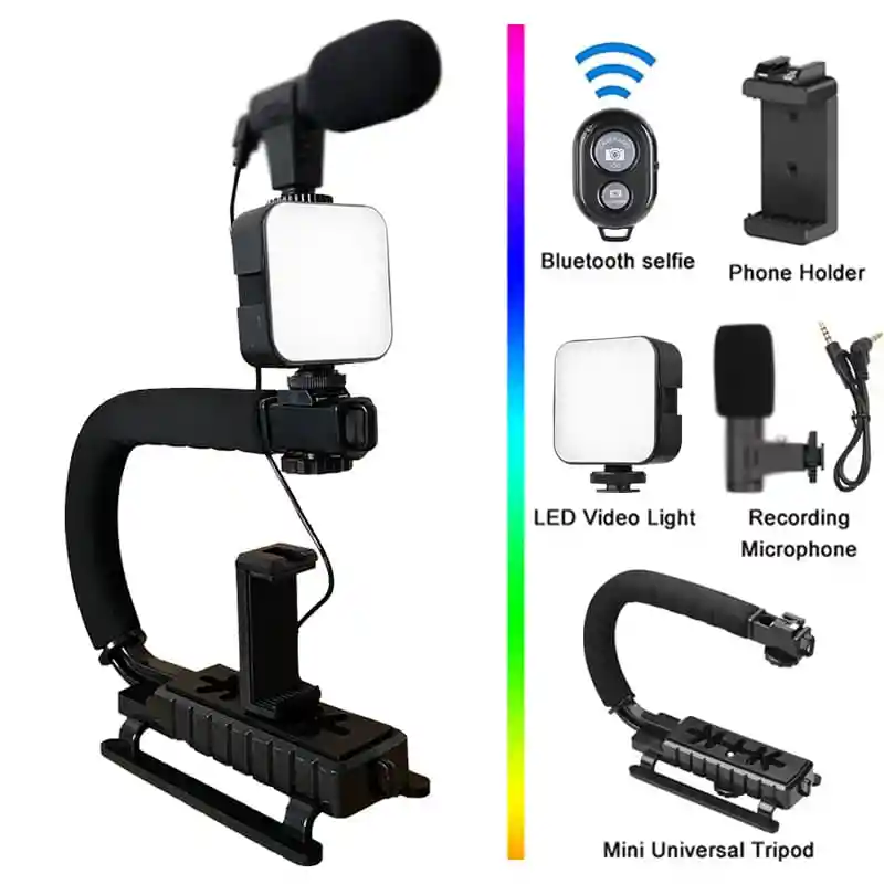 Kit Estabilizador De Video+ Led+ Micrófono
