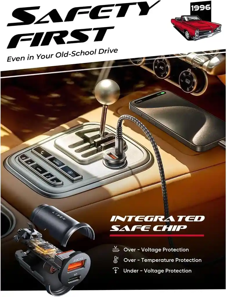 Cargador Carro Usb Carga Rapida 2 En 1 Anti Shock Original