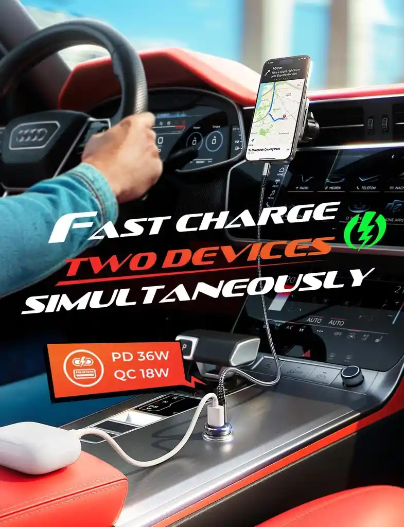 Cargador Carro Usb Carga Rapida 2 En 1 Anti Shock Original