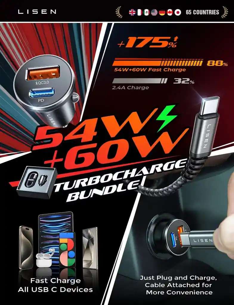 Cargador Carro Usb Carga Rapida 2 En 1 Anti Shock Original