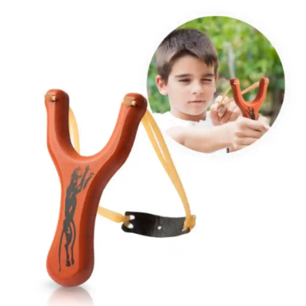 Cauchera Resortera Lanzadora Tirachinas Madera Juguete Niños