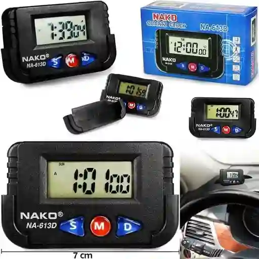 Reloj Con Calendario Alarma Y Cronometro Para Auto, Oficina Y Hogar (color Negro)