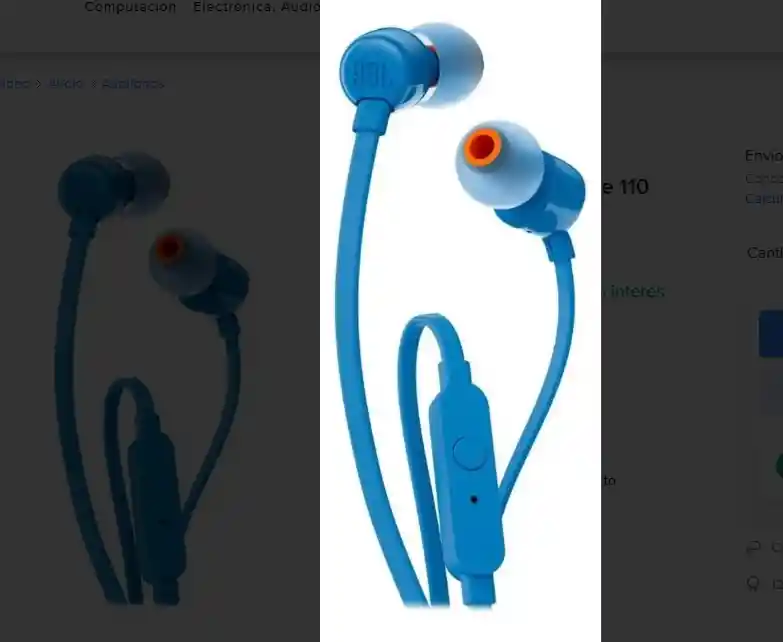 Audífonos Original In-ear Jbl Tune 110 Jblt110 Blue Intrauditivos Plano Alta Resolución Sin Enredos Bajos Control Remoto 3 Botones Micrófono.
