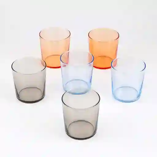 Vaso Lav Bodega Colores Surtidos 340 Ml 6 Pz Vidrio