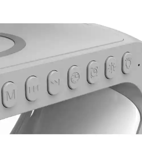 Lampara Bocina Bluetooth Cargador Inalámbrico Mesa Reloj