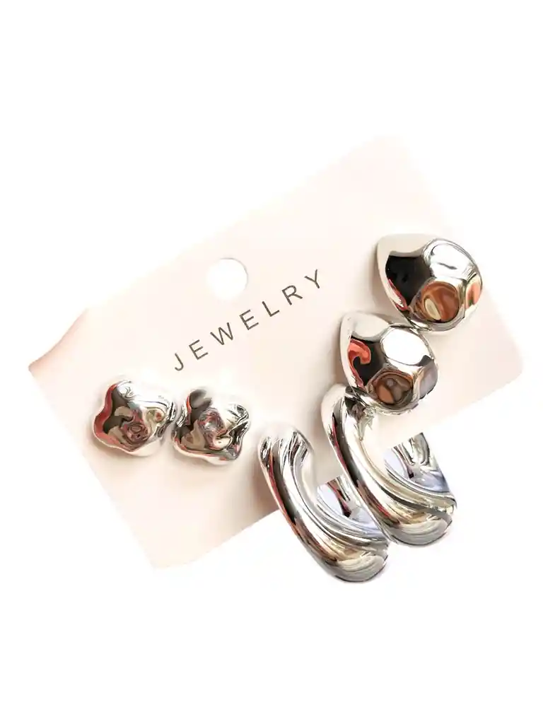 Set De Trio De Topo, Gota Troquelada Y Candonga Abierta Plateada